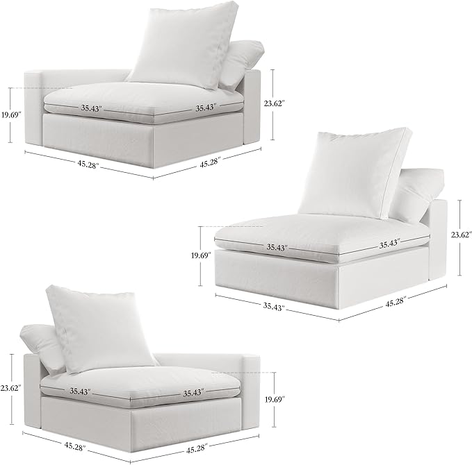 Modular Sectional Sofa Cloud Couch for Living Room, Comfy Cloud Puff Modern Sofa Set, White Oversized Couch Cushion Covers Removable, High-Density Memory Foam