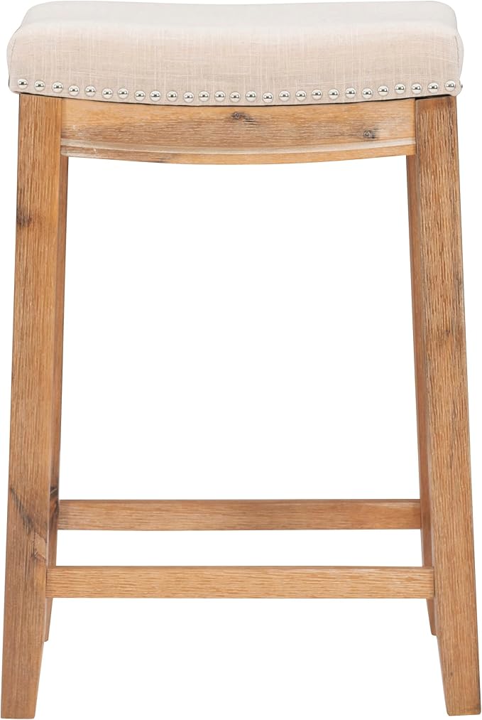 Linon Home Décor Kingston Acacia Counter Stool, Brown