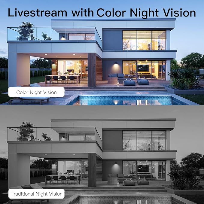 VIMTAG 4MP Outdoor Cameras for Home Security, 2.4G/5G Security Camera with Color Night Vision, Motion Activated Spotlight/Siren, IP66, 2-Way Audio, Support Cloud/Card(not Include), Wired, 4 Pcs