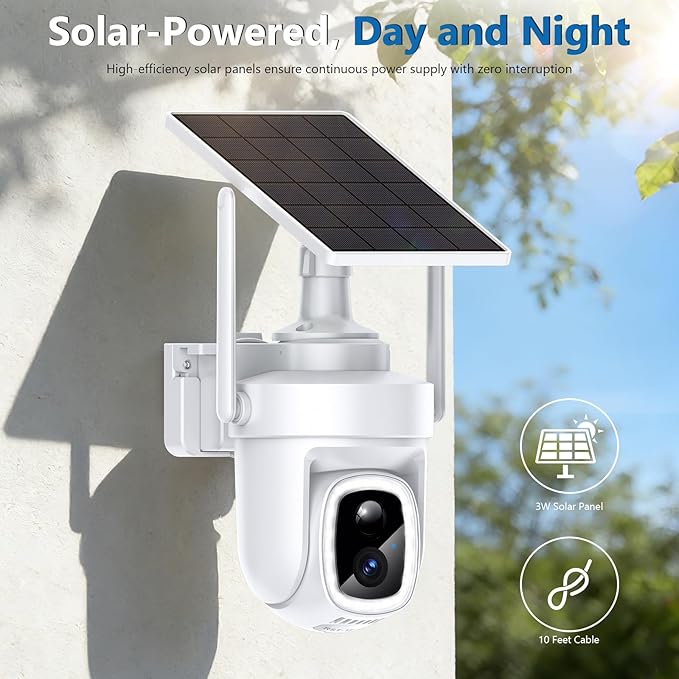 8MP UHD Security Cameras Wireless Outdoor Solar Powered,5G & 2.4G WiFi Compatible,No Subscription,Encrypted Local Storage(with 32GB Memory Card),4K Outside Cameras for Home Security,1Cam-Kit