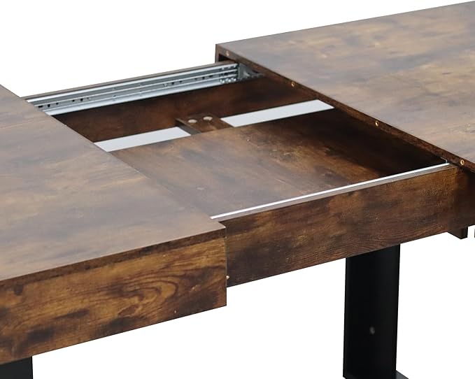 KEIKI 62.99'' to 78.7'' Extendable Dining Table, Modern Farmhouse Expandable Kitchen Table for 6-10 People, Large Wooden Conference Table