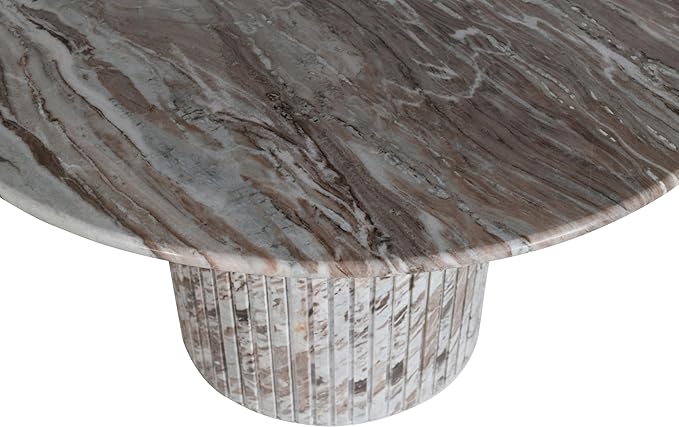 Meridian Furniture 248Brown-DT48 Genoa Collection Art Deco Dining Table with Handcrafted Genuine Marble, Multi Colored with Brown and White, 48" W x 48" D x 30" H, Brown