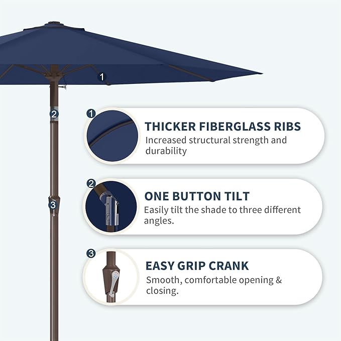 PatioKingdom 11FT Patio Umbrella,Outdoor Umbrella with Push Button Tilt and Crank,Market Table Umbrella with 8 Sturdy Fiberglass Ribs UV Protection