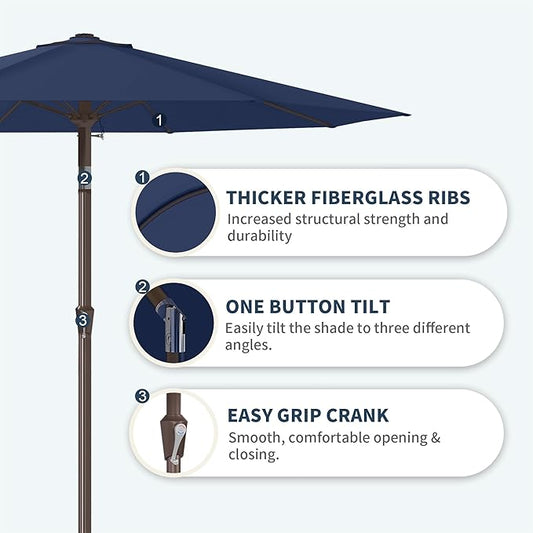 PatioKingdom 11FT Patio Umbrella,Outdoor Umbrella with Push Button Tilt and Crank,Market Table Umbrella with 8 Sturdy Fiberglass Ribs UV Protection
