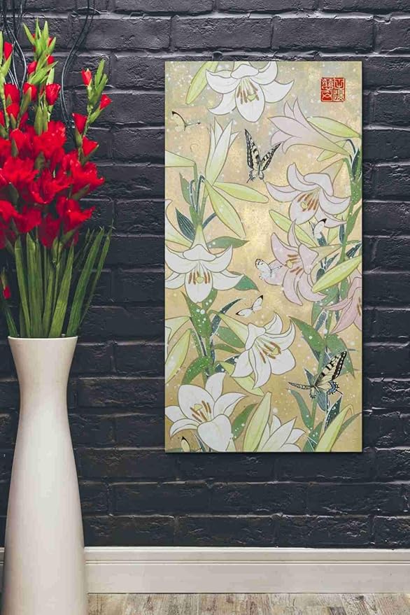 Epic Graffiti 'Lily and Butterfly' by Zigen Tanabe, Canvas Wall Art, 20"x40"