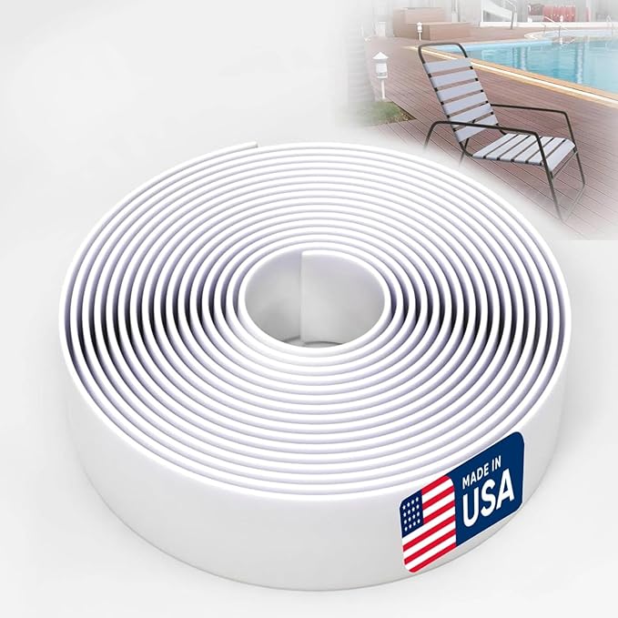 2 Inch Wide, 50ft Long Vinyl Strap - Replacement Straps for Patio Chairs - Vinyl Strapping for Patio Furniture Repair - Durable Seat Repair Kit for Lawn Chairs, Outdoor Furniture (White)