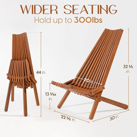 Elina Tamarack Folding Wooden Chair Set of 2, Natural Color