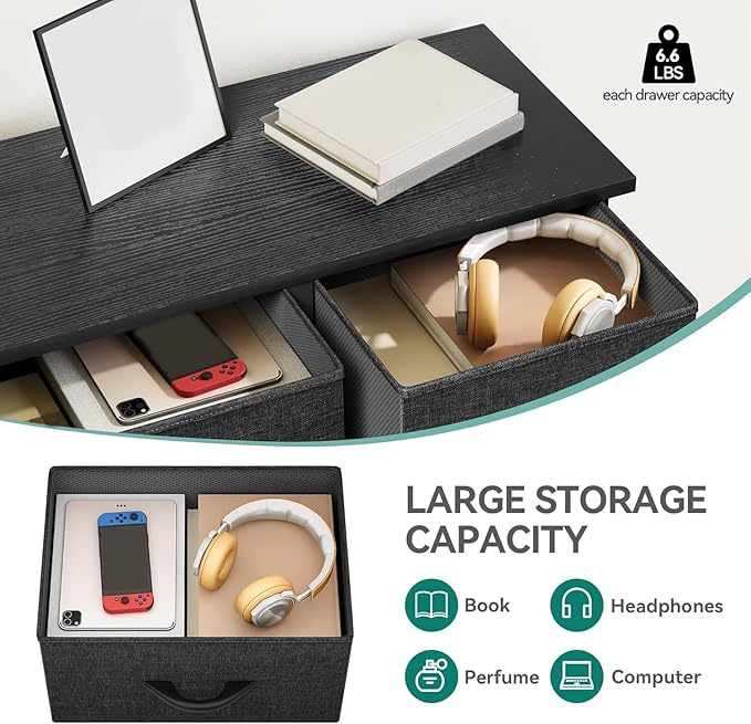 YITAHOME Dresser for Room with 5 Drawers - Fabric Storage Tower, Long Fabric Dresser, Organizer Unit for Closet, Hallway