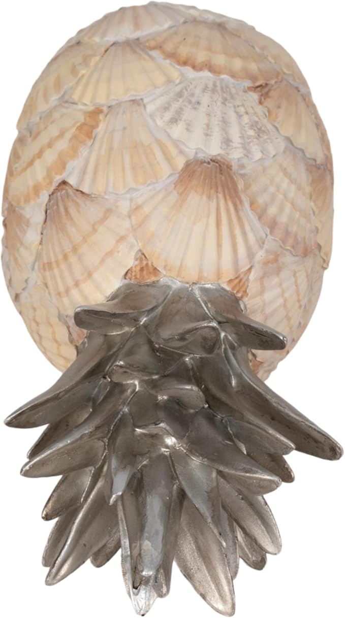 Sagebrook Home Unique 12" Seashell Pineapple Decorative Object, Polyresin Multi-Color Accent Piece for Home Elegance and Coastal Charm