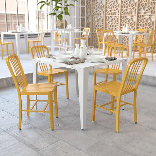 Flash Furniture Gael Commercial Grade 2 Pack Yellow Metal Indoor-Outdoor Chair