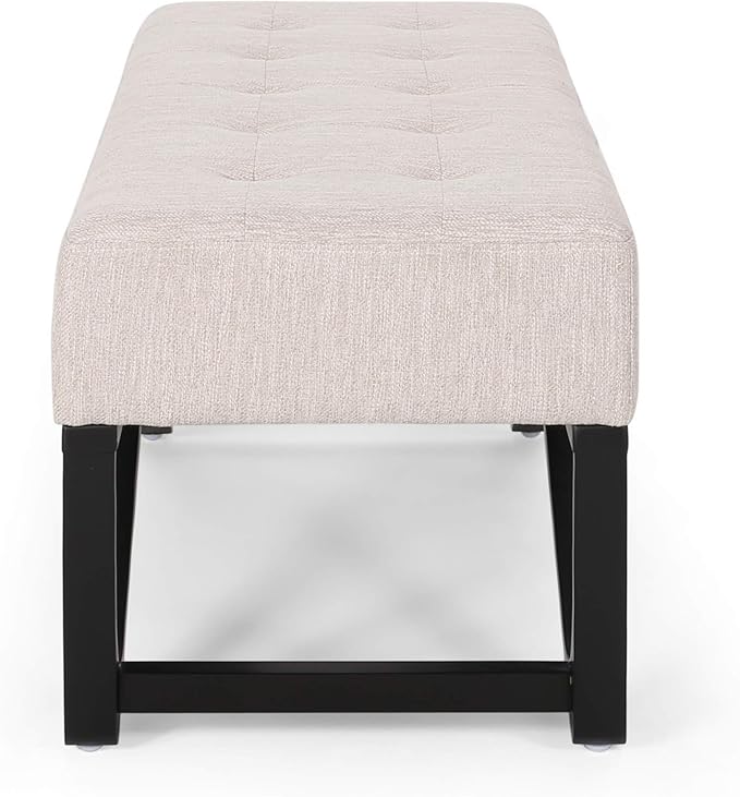 Ball & Cast Modern Tufted Upholstered Entryway Bench Ottoman, 47.5" Padded Bed of End Stool Seating with Faux Wooden Frame, for Living Room Bedroom Kitchen, Beige