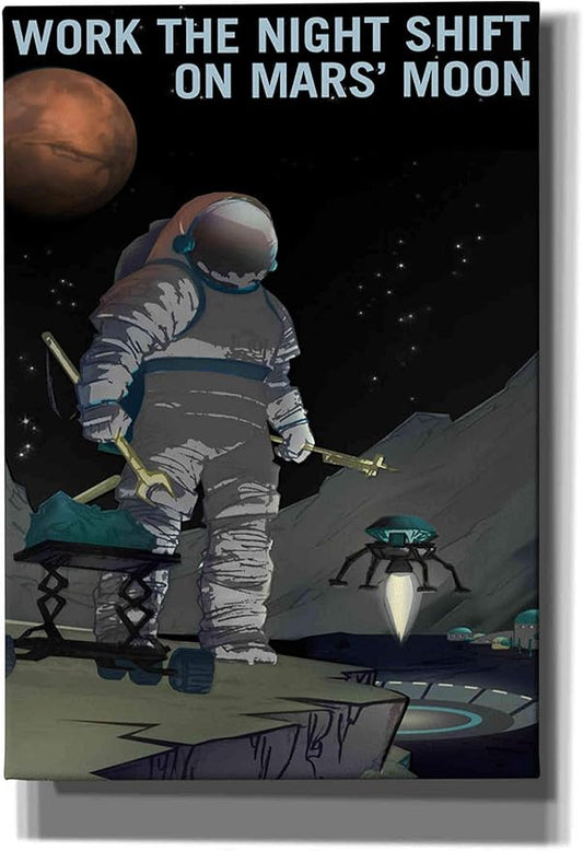 Epic Graffiti 'Mars Explorer Series: Work The Night Shift' Space Canvas Wall Art, 18" x 26"