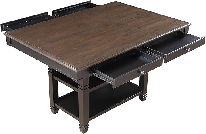 Homelegance 60" x 42" Two-Tone Counter Height Dining Table, Black/Natural