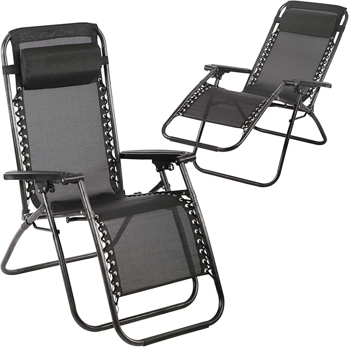 Set of 2 Zero Gravity Chair,Patio Chair,Outdoor Furniture Patio Lounge Camping Chair with Adjustable Folding for Pool Side Camping Yard Beach