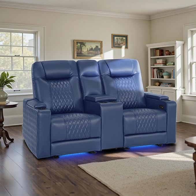 MCombo 80" Zero Gravity Oversized Power Reclining Loveseat with Adjustable Headrest for Living Room, Double Recliner Sofa with USB & Type C, Armrest Storage & LED Light HTS401SET