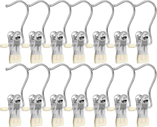 30 Pack Boot Hanger Legging Organizer for Closet, Boot Holder, Hanging Clips, Portable Multifunctional Hangers Single Clip Space Saving for Jeans, Hats, Tall Boots, Towels(Ivory)
