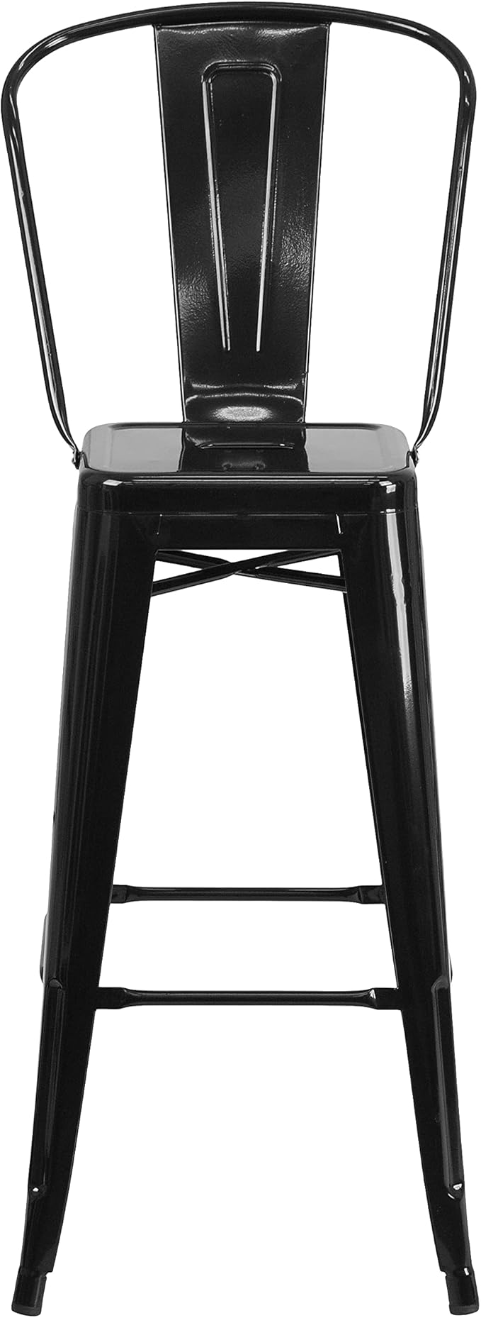 Flash Furniture Lily Commercial Grade 4 Pack 30" High Black Metal Indoor-Outdoor Barstool with Removable Back