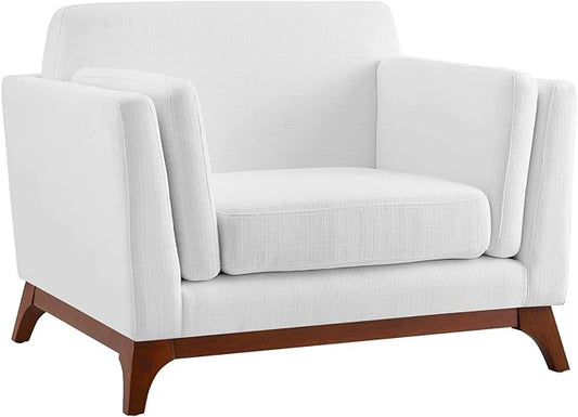 Modway Chance Mid-Century Modern Upholstered Fabric Accent Lounge Arm Chair In White