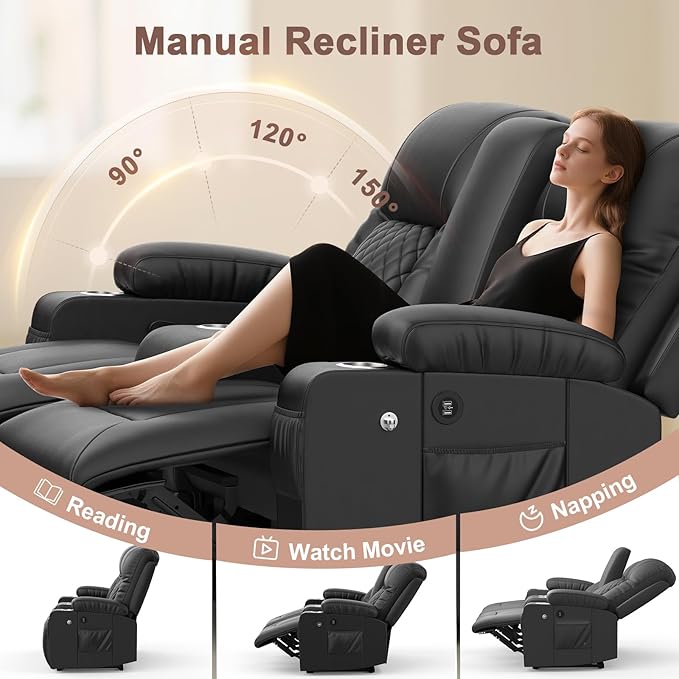 YONISEE Living Room Furniture Set, Loveseat Recliner 2 Seater and Recliner Chair with Massage, Luxury Reclining Sofa 2PC Set for Living Room (2+1)