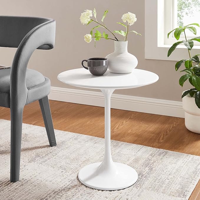 Modway Lippa Round 20" Mid-Century Modern Side Table in White White