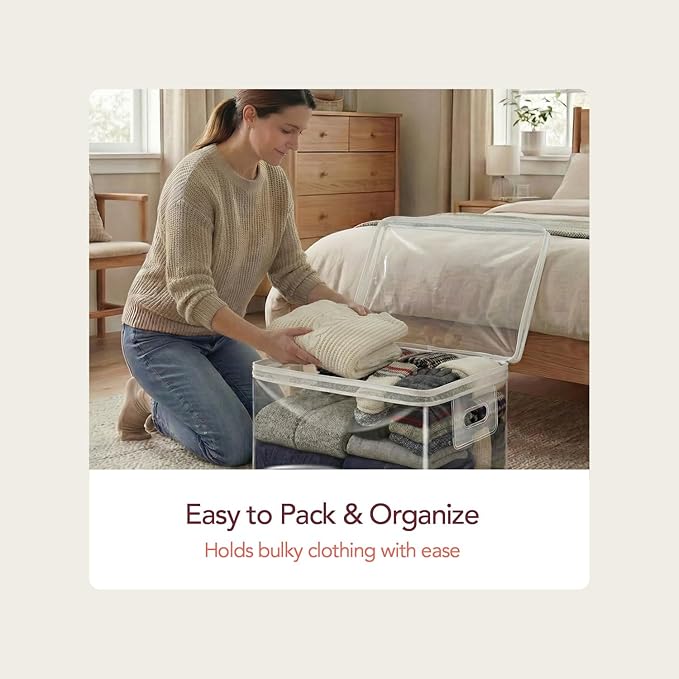 Clear Storage Bags with Zipper – Extra Large Fully Transparent Plastic Bag for Clothes Blankets Quilts Holiday Items Easy Visibility Durable Reusable Home Storage Solution, 20 Gallon Capacity, 2 Pack