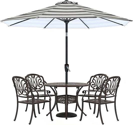 ABCCANOPY 10FT Patio Umbrella, Outdoor Waterproof Table Umbrella with Push Button Tilt and Crank, 8 Ribs UV Protection Pool Umbrella for Garden, Lawn, Deck & Backyard(Dark Blue Stripes)
