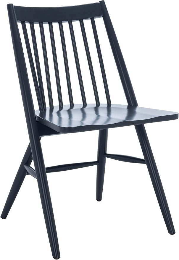 SAFAVIEH Home Collection Wren Dark Grey Windsor Spindle Solid Wood Dining Chair Set of 2 (Fully Assembled)