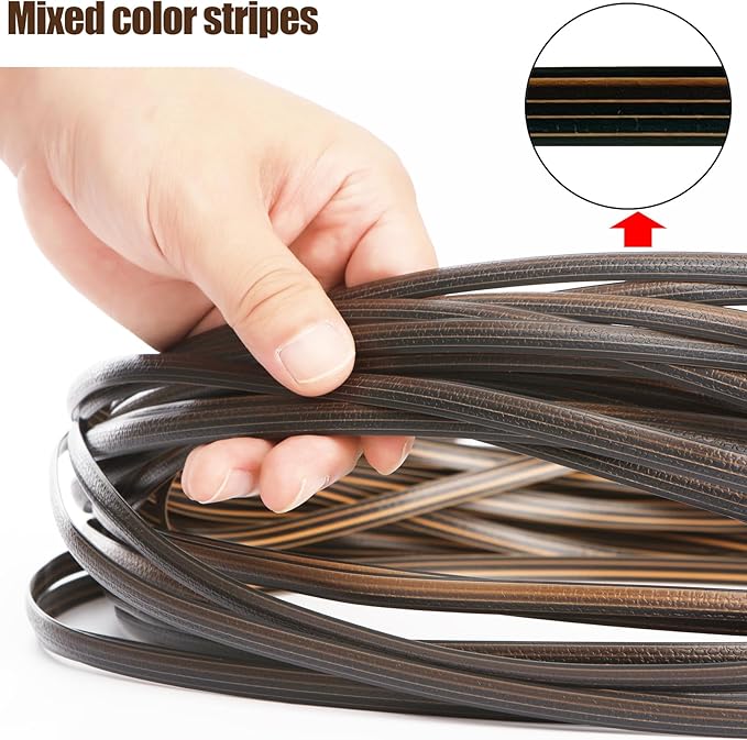 120 Ft Wicker Repair Kit, Plastic Wicker Repair Supplies, Gradient Dark Brown with Visible Mixed Color Stripes, Synthetic Rattan Replacement Material for Patio Furniture Repair