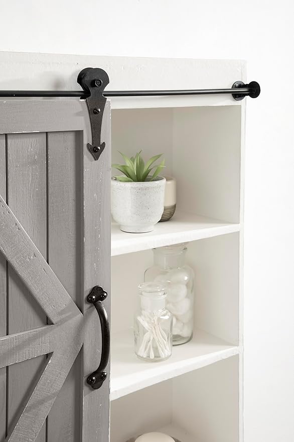 Kate and Laurel Cates Rustic Wall Cabinet; 22 x 28; White and Gray; Farmhouse Wall-Mounted Storage Cabinet