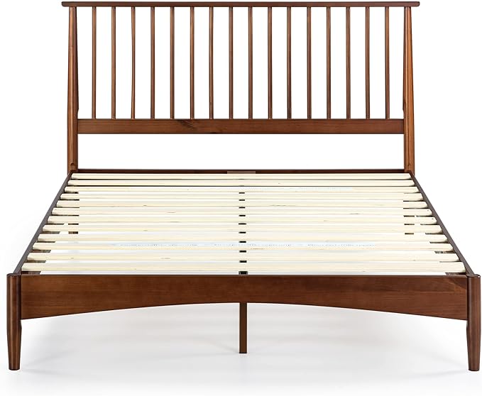 Zinus Linda Mid Century Wood Platform Bed Frame/Solid Wood Foundation/Wood Slat Support/No Box Spring Needed/Easy Assembly, Queen