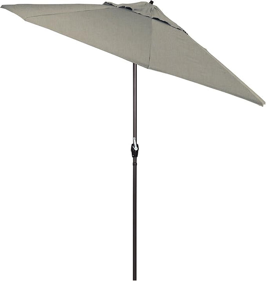 California Umbrella 7.5' Round Sunbrella Aluminum Outdoor Deck, Pool or Patio Umbrella, Crank Lift, Auto Tilt, Bronze Pole, Dove