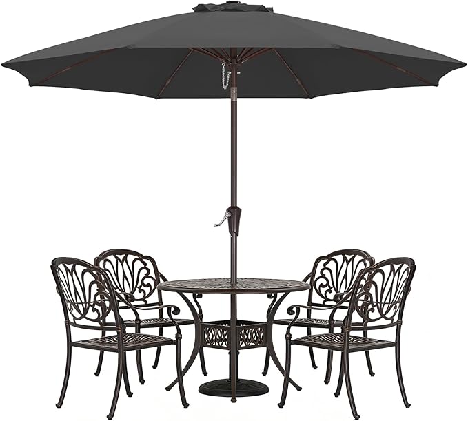 ABCCANOPY 11FT Patio Umbrella, Outdoor Waterproof Table Umbrella with Push Button Tilt and Crank, 8 Ribs UV Protection Pool Umbrella for Garden, Lawn, Deck & Backyard (Dark Gray)