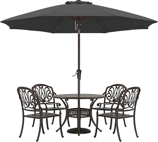 ABCCANOPY 11FT Patio Umbrella, Outdoor Waterproof Table Umbrella with Push Button Tilt and Crank, 8 Ribs UV Protection Pool Umbrella for Garden, Lawn, Deck & Backyard (Dark Gray)