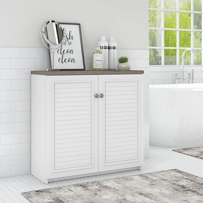 Bush Furniture Accent Cabinet with Doors and Shelves | Fairview Collection Modern Sideboard Buffet for Home Office | 32Wx13Lx31H
