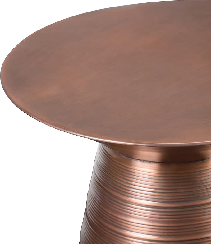 SIMPLIHOME Sheridan Metal Table - 18" Wide x 20" High Solid Metal Round Side Table in Aged Copper, Industrial Accent Table for Living Room, Bedroom, or Office with Sculptural Design, Assembled