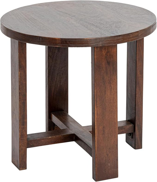 Creative Co-Op Acacia Wood Round Trestle End Table