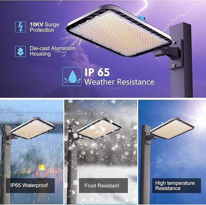 Lightdot 500W LED Parking Lot Lights Outdoor 75000LM Parking Lot LED Lights Commercial, IP65 Led Pole Light Arm Mount with Photocell-2Pack(Coverage: 66~132Ft at Height:30~60Ft)