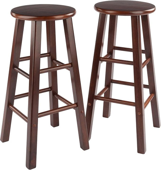 Winsome Element 2-Piece Counter Stool Set, Classic Backless Bar Chairs for Kitchen & Dining Room Seating, Timeless Essential Furniture for Home, Dorm, Apartments
