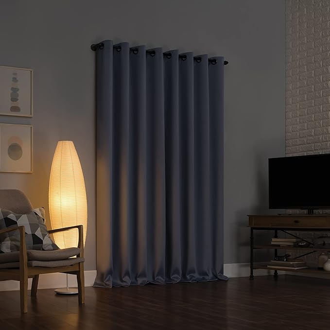 Sun Zero Nordic 2-pack Theater Grade Extreme 100% Blackout Grommet Curtain Panel Pair, 52" x 108", Haze
