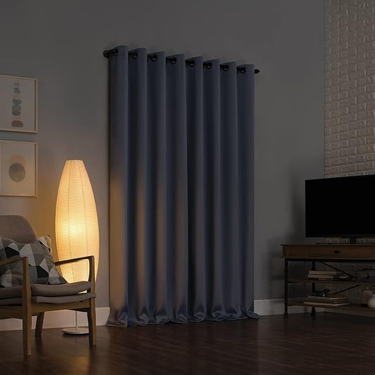 Sun Zero Nordic 2-pack Theater Grade Extreme 100% Blackout Grommet Curtain Panel Pair, 52" x 108", Haze