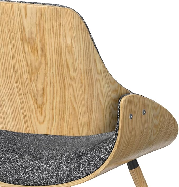 SIMPLIHOME Malden Dining Chair in Grey Woven Fabric, Light Wood Back, 22.8 x 20.9 x 30.9 inches, Mid-Century Modern Style for Dining Room