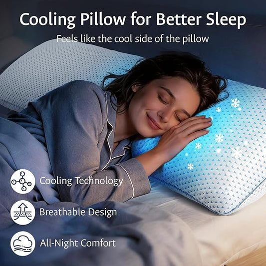 Cooling Pillows King Size 1 Pack for Sleeping, Adjustable Shredded Gel Memory Foam Cool Pillows for Side, Back, Hot Sleeper, Medium Firm for Neck Pain Relief, Washable Removable Cover, CertiPUR-US