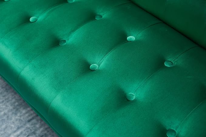 Eafurn Convertible Futon Sofa Bed, 75″Velvet Fabric Futons Loveseat Couch with Adjustable Backrest, Folding Sleeper Recliner Daybed for Living Room Furniture | Golden Legs, Wood Frame