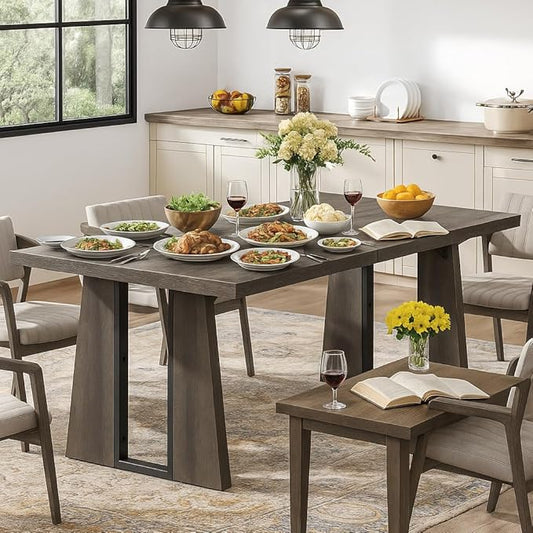 YITAHOME 70.86 Inch Dining Table for 6-8 People, Wooden Farmhouse Rectangular Kitchen Table, Modern Dining Room Dinner Table for Home Kitchen Apartment Restaurant, Rustic Grey