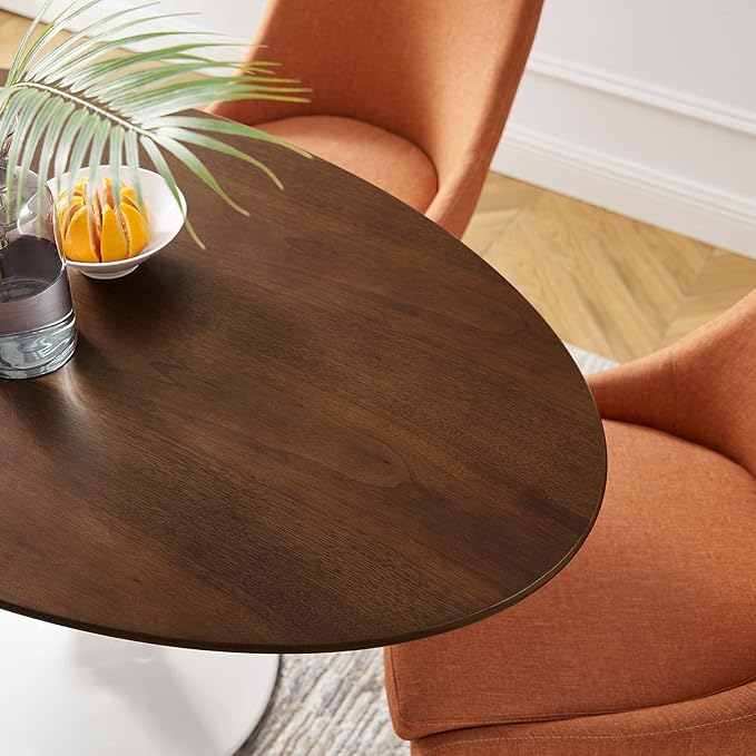 Modway Lippa 48" Mid-Century Modern Dining Table with Oval Top in Walnut