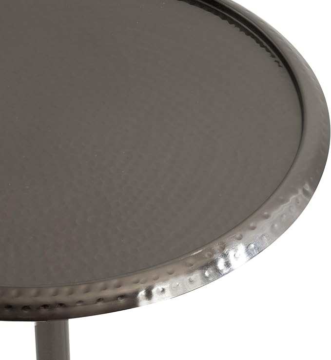 Kate and Laurel Sanzo Modern Pedestal Side Table, 15 x 15 x 24, Gray Gunmetal, Decorative End Table with Hammered Tabletop for Use as a Bedroom Nightstand or Living Room Accent Table