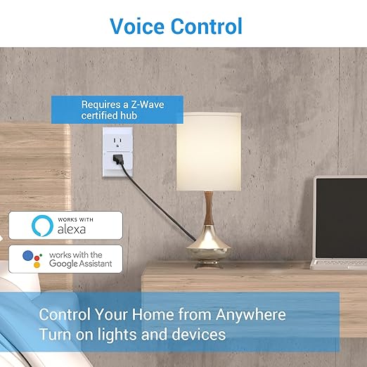 New One Zwave Plug, 800 Series Zwave Outlet, Bult in Zwave Repeater, Z-Wave Smart Plug, Z-Wave Hub Required, Compatible with Hubitat, SmartThings, Vera, Wink, Fibaro, Homeseer, 2GIG, Alarm