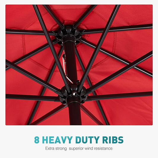 OLIXIS Patio Umbrella with Tilt and Crank Button & Sturdy Ribs Waterproof, Patio Table Umbrella Perfect for Poolside, Terrace, Beach and Outdoor Restaurant