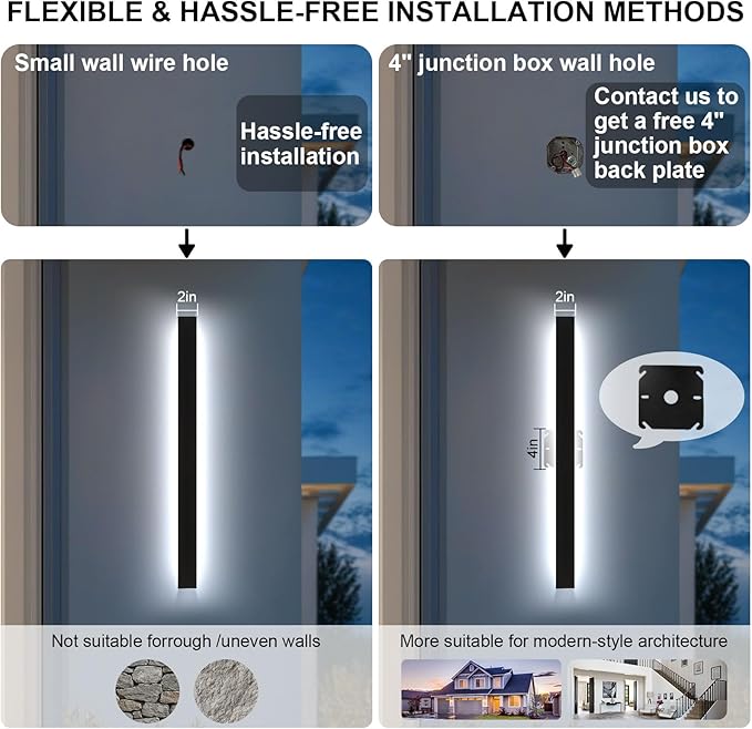 59 Inch Outdoor Wall Lights,2700K-6500K Dimmable Led Long Modern Wall Sconce, Ip65 Waterproof Selectable Porch Lights with Remote Control Lighting Fixture for Porch Garden Garage