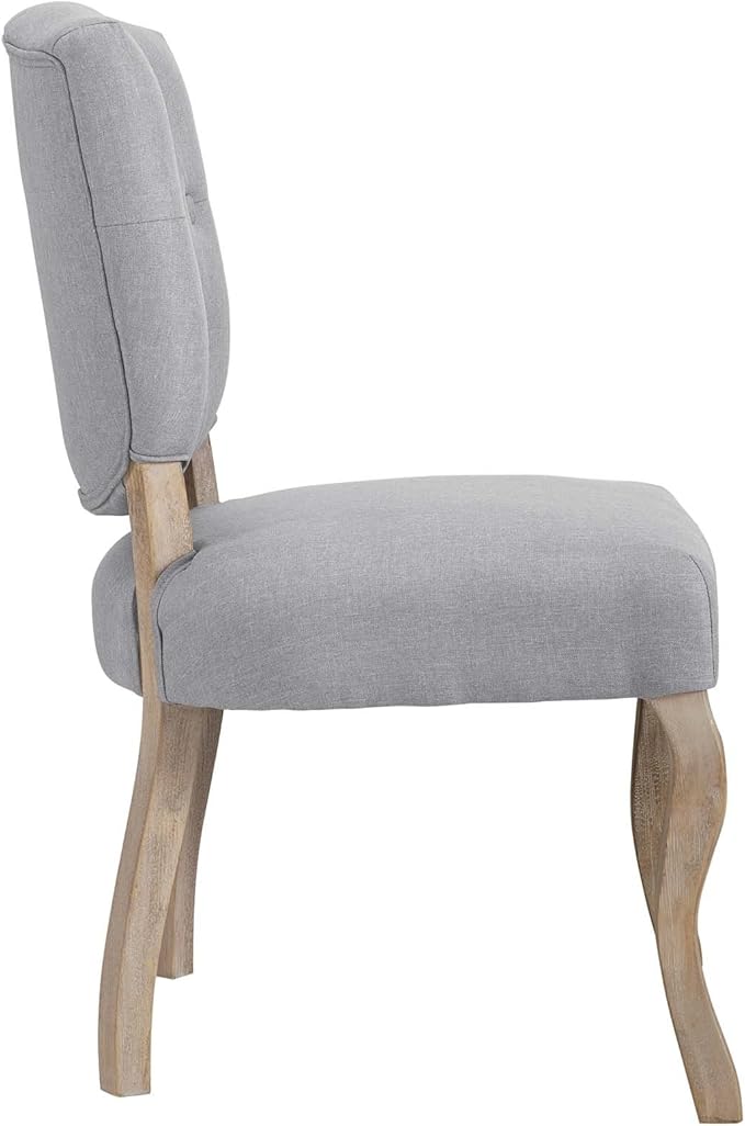 Modway Array French Vintage Tufted Upholstered Fabric Dining Chair in Light Gray